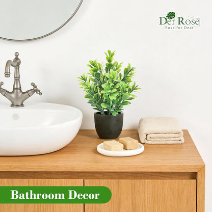 Der Rose 4 Pack Mini Artificial Plants Indoor in Pots Mixed Fake Plants Greenery Set for Bathroom Decor Shelf Counter Styling Office Desk Farmhouse Room Decor