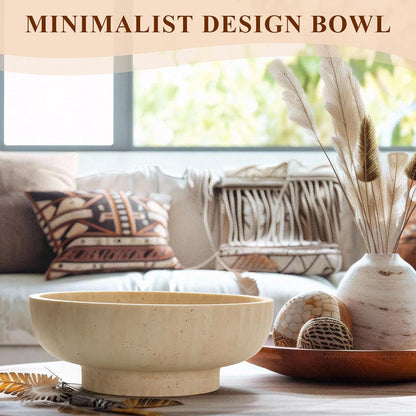 YMXYJM Large Decorative Bowl, Modern Handicraft Resin Bowls for Home Decor, Decorative Fruit Bowl for Kitchen Counter, Stylish Key Bowl for Entry Table, Artificial Stone Resin Beige