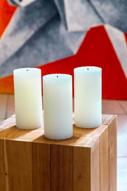 Melt Candle Pillar Candles, 3 Pack - Unscented Candles for Home, Church, Weddings, & More - 3" x 4", Ivory