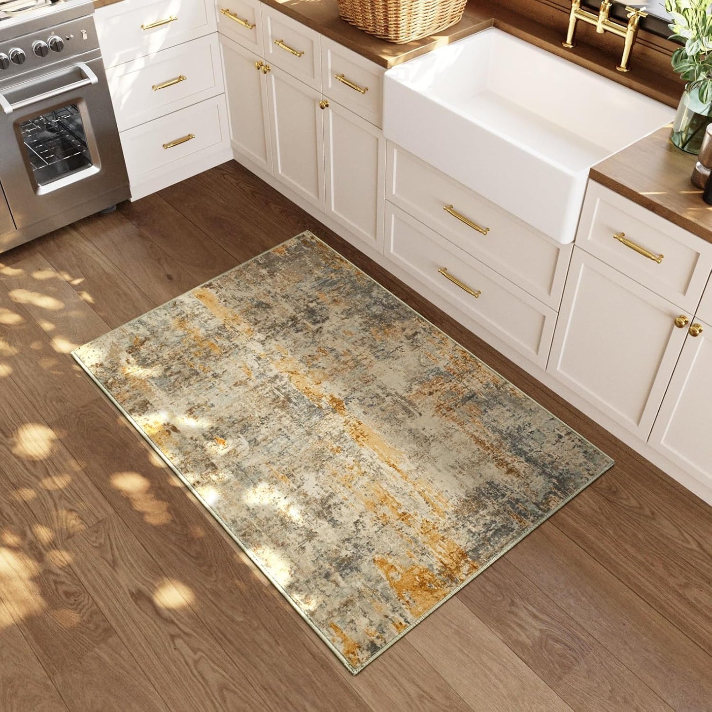 Ompaa 2x6 Rug Runners for Hallways Kitchen Runner Rug Non Slip Washable Grey Long Runner Rugs with Rubber Backing Soft Abstract Carpet Runner for Hallways, Kitchen, Bedroom, Bathroom, Entryway - Colors B