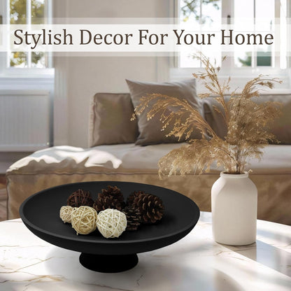 LIN CHUAN Large Decorative Bowl, Modern Resin Pedestal Bowl for Home Decor, Stylish Fruit Bowl for Kitchen Counter, Chic Key Holder for Entry Table, Beige