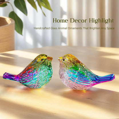 H&D HYALINE & DORA Blue Glass Bird Figurines Bird Gifts for Bird Lovers Women Crystal Glass Animal Figurine Collectible for Home Shelf Decor