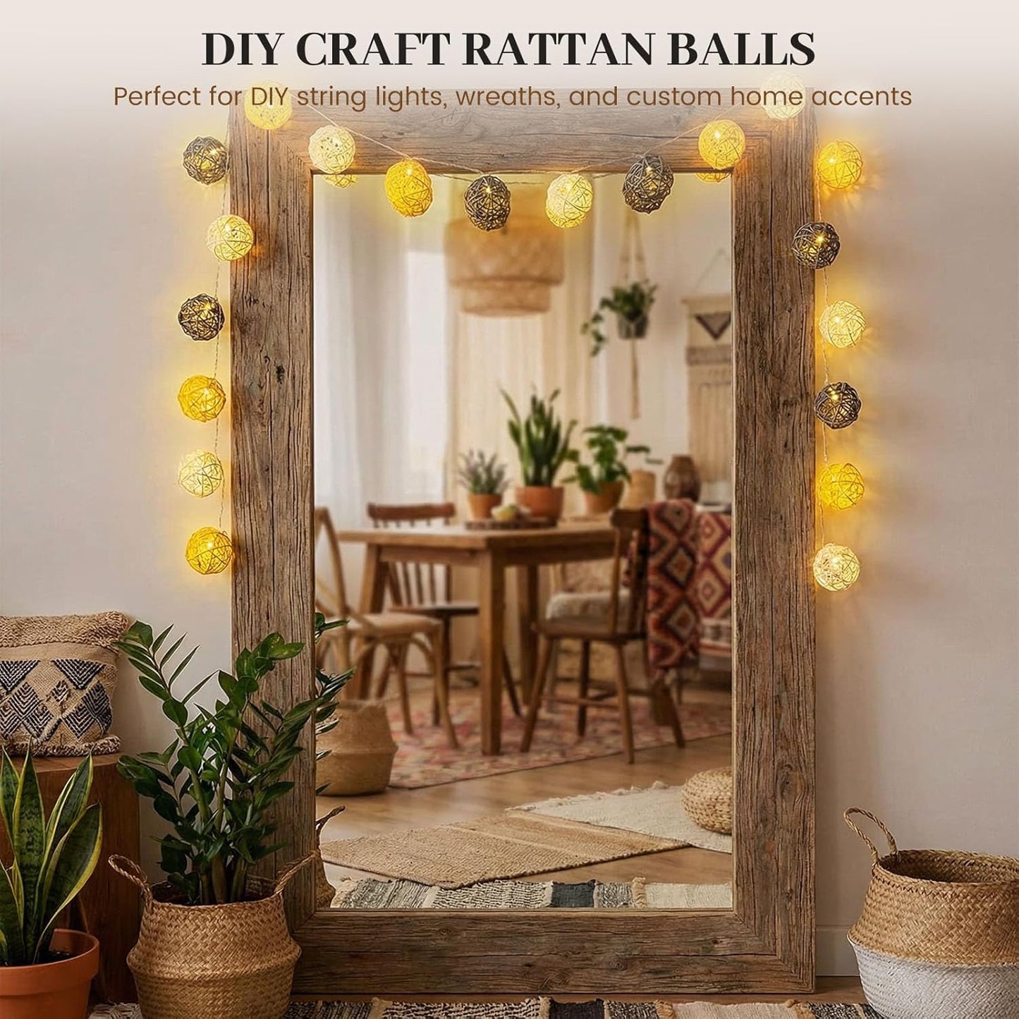 DomeStar 24PCS Brown Decorative Balls for Bowl Centerpiece, 2 Inch Rattan Balls Bowl Fillers Decor - Wicker Twig Orbs Spheres, Wedding Home Vase Table Decor
