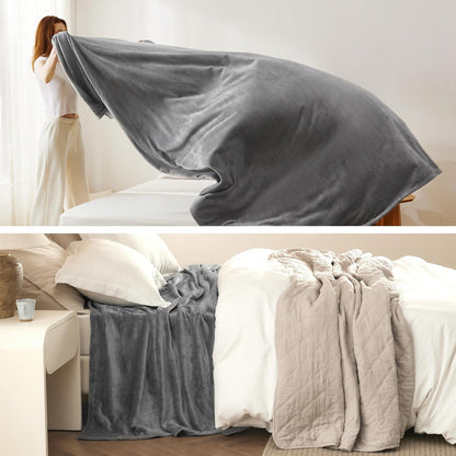 Bedsure GentleSoft Fleece Throw Blanket for Couch Grey - Lightweight Plush Fuzzy Cozy Soft Blankets and Throws for Sofa, Couch, Travel, Camping, 50x60 inches - Colors A