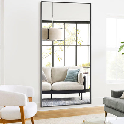 TRAHOME Full Length Floor Mirror 56"x15", Standing Mirror with Aluminum Frame, Large Body Mirror for Bedroom, Living Room and Bathroom, Black
