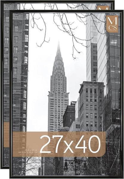 MCS Trendsetter 24x36 Poster Frame Black High-Gloss, Vertical & Horizontal Wall Hanging Large Picture Frame for Photos, Posters & Art Prints (1-Pack)