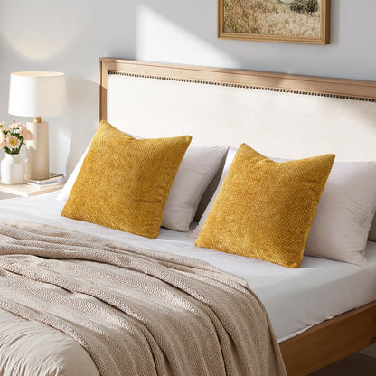 MIULEE Pack of 2 Couch Throw Pillow Covers 18x18 Inch Neutral Beige Modern Boho Accent Decorative Pillow Covers Soft Chenille Farmhouse Cushion Covers for Home Decor Bed Sofa Living Room