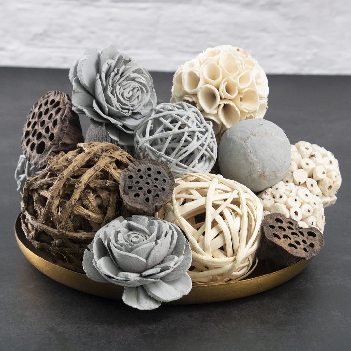 ANDALUCA Natural Tones Vase & Bowl Filler Decorative Balls (Natural Orbs)