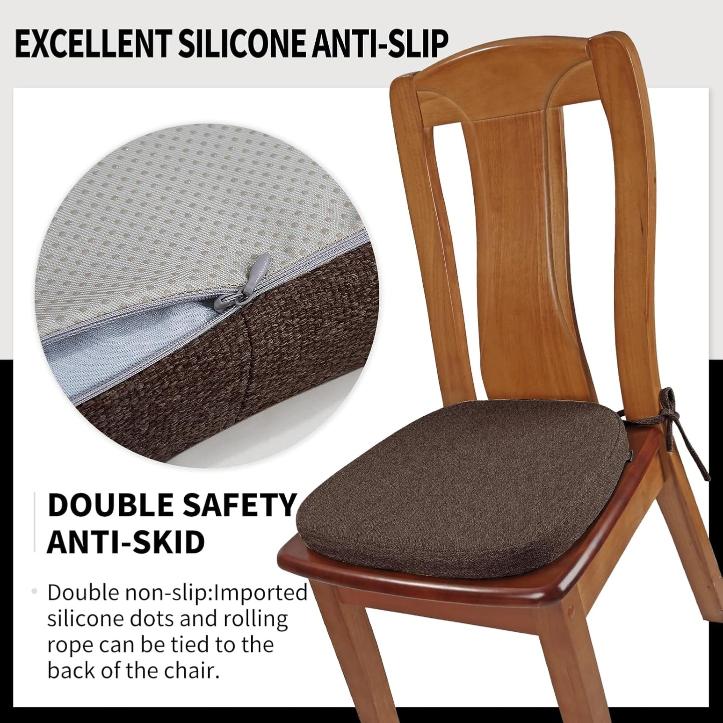 SINOSSO 1 Pack Memory Foam Chair Cushions for Dining Chair, Friendly Woven Fabric 16" U-Shape Comfortable Kitchen Chair Pad, Removable Slip Resistant Seat Cushion (1 Piece, Blue)