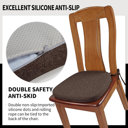 SINOSSO 1 Pack Memory Foam Chair Cushions for Dining Chair, Friendly Woven Fabric 16" U-Shape Comfortable Kitchen Chair Pad, Removable Slip Resistant Seat Cushion (1 Piece, Blue)