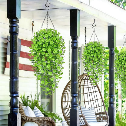 Waipfaru 4Pcs Fake Hanging Plants 2.7ft Fake Plants Eucalyptus Leaves UV Resistant Fake Vines Ivy Artificial Plants Outdoor Faux Plants Indoor Bedroom Living Room Boho Wall Porch Shelf Decor