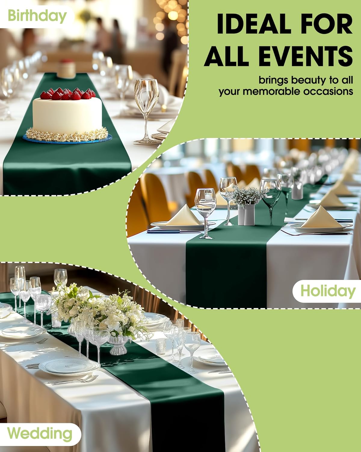 Pureegg Gold Plastic Table Runners - 10 Pack, 14'' x 108'', Water Resistant & Disposable Centerpiece Decorations for Table Cloth, Wedding, Birthday, Holiday, Baby Shower, Party, Home Decor