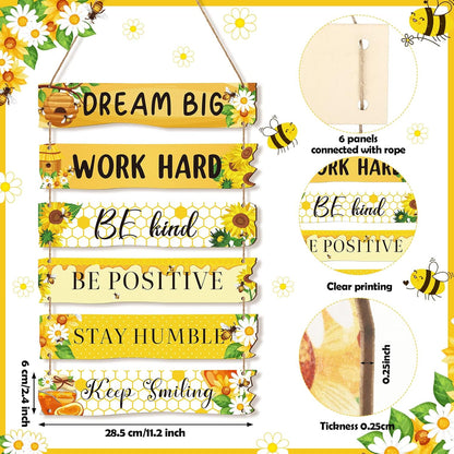 6 Pieces Rustic Wall Hanging Plaque Sign Inspirational Wall Art Farmhouse Wooden Door Signs Positive Plaque with Quotes Motivational Quote Decor for Office Bedroom Living Room(Retro Style)