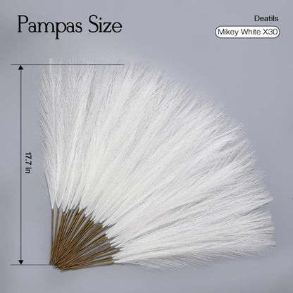 UREYMX Faux Pampas Grass Decor 17.7 Inch 6pcs, Artificial Pampas Grass Fluffy Home Decor, Short Vase Room Decor pompous Grass Flower Arrangement for Boho Home Wedding Decoration (Black)