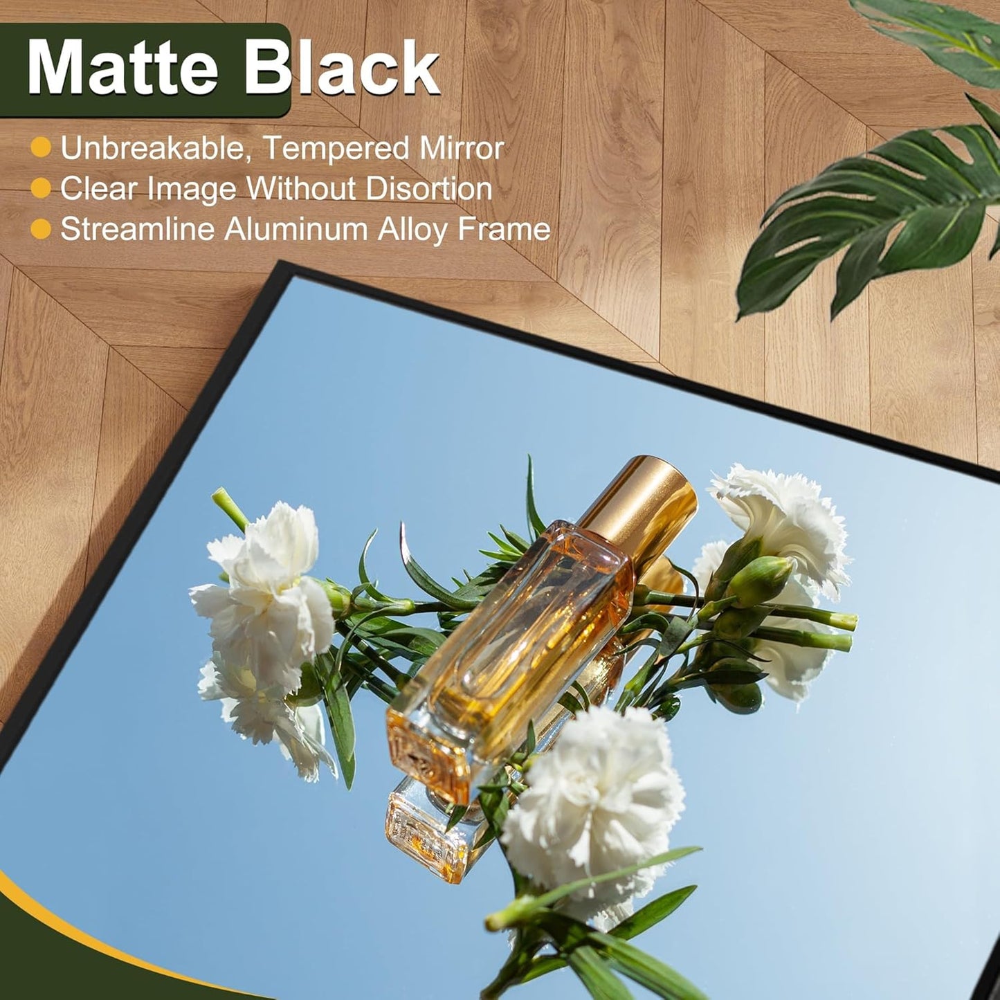 NicBex Full Length Mirror with Stand, 56"x19" Aluminum Alloy Frame Floor Mirror, Black, Shatter-Proof Glass - Free Standing, Leaning Against Wall or Wall-Mounted, for Bedroom Living Room Dressing Room