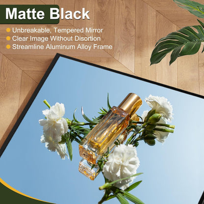 NicBex Full Length Mirror with Stand, 56"x19" Aluminum Alloy Frame Floor Mirror, Black, Shatter-Proof Glass - Free Standing, Leaning Against Wall or Wall-Mounted, for Bedroom Living Room Dressing Room