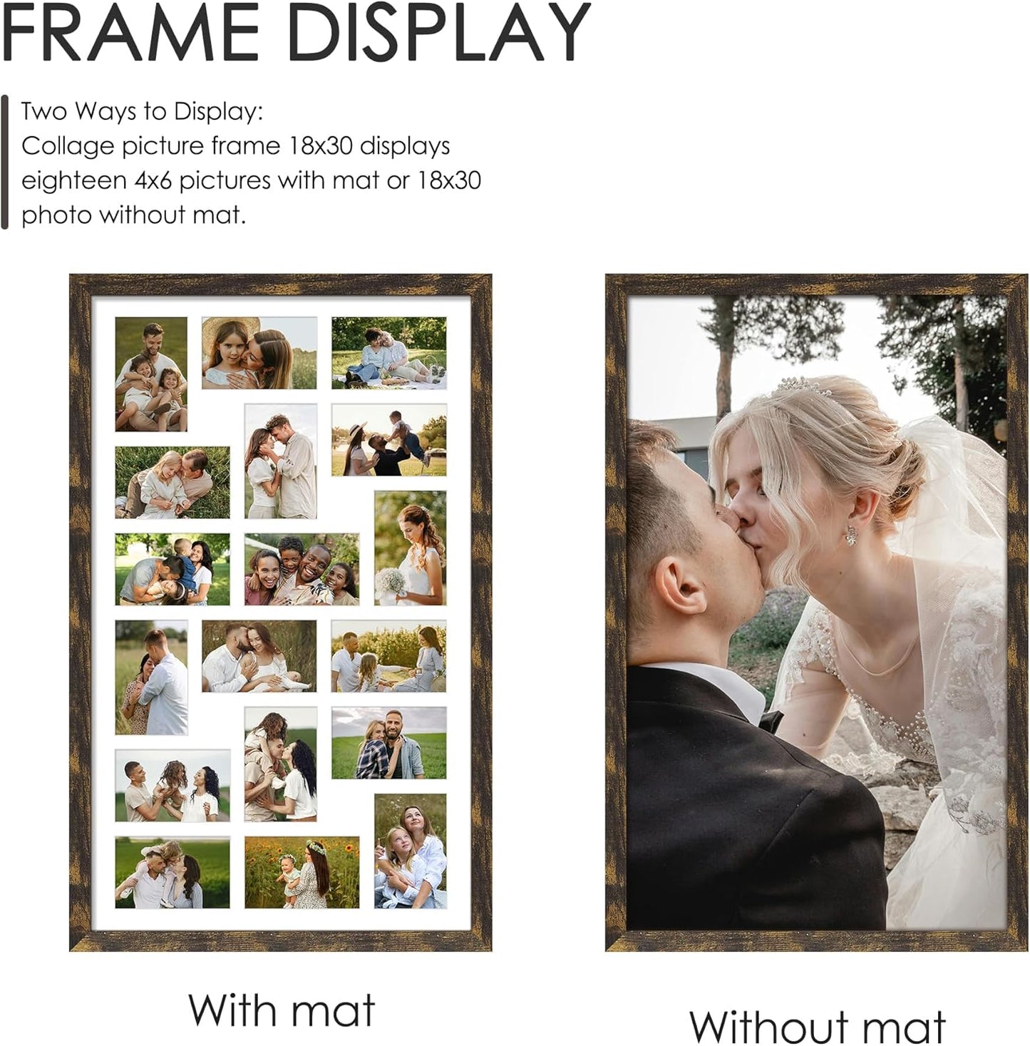DUENPY 14x26 Collage Picture Frame 4x6 Collage Picture Frame Displays Twelve 4x6 inch Photos Available Horizontal Wall Mounting Display and Vertical Black - Colors B