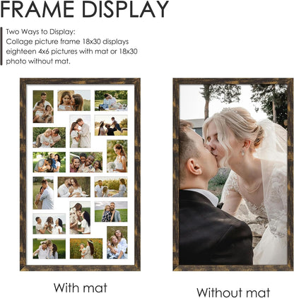 DUENPY 14x26 Collage Picture Frame 4x6 Collage Picture Frame Displays Twelve 4x6 inch Photos Available Horizontal Wall Mounting Display and Vertical Black - Colors B