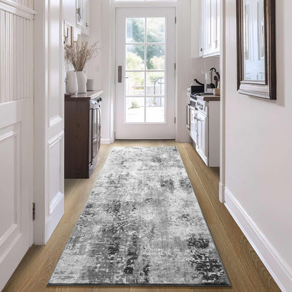 Ompaa 2x6 Rug Runners for Hallways Kitchen Runner Rug Non Slip Washable Grey Long Runner Rugs with Rubber Backing Soft Abstract Carpet Runner for Hallways, Kitchen, Bedroom, Bathroom, Entryway - Colors A