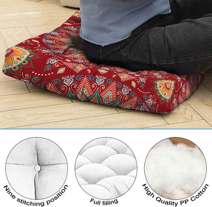 Mandala Meditation Cushion, Boho Meditation Mat, Meditation Pillows for Sitting on Floor, Cushions for Sitting in Home and Outdoor, Square Floor Pillow Cushion Seating for Yoga Accessories 22'' X 22''