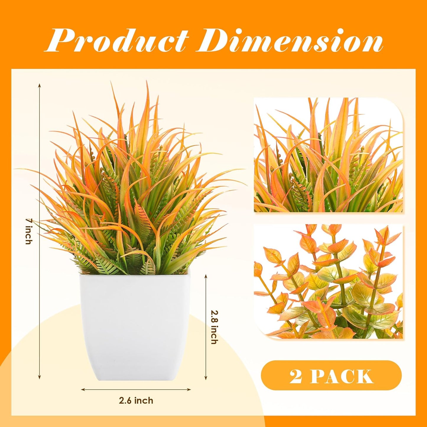 Der Rose 2 Pack Small Fake Plants Mini Artificial Potted Plants for Table Desk Home Laundry Room Bathroom Office Decor
