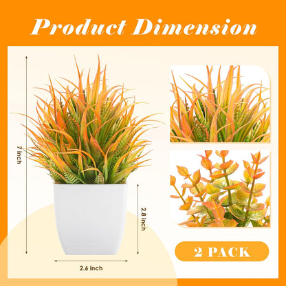 Der Rose 2 Pack Small Fake Plants Mini Artificial Potted Plants for Table Desk Home Laundry Room Bathroom Office Decor