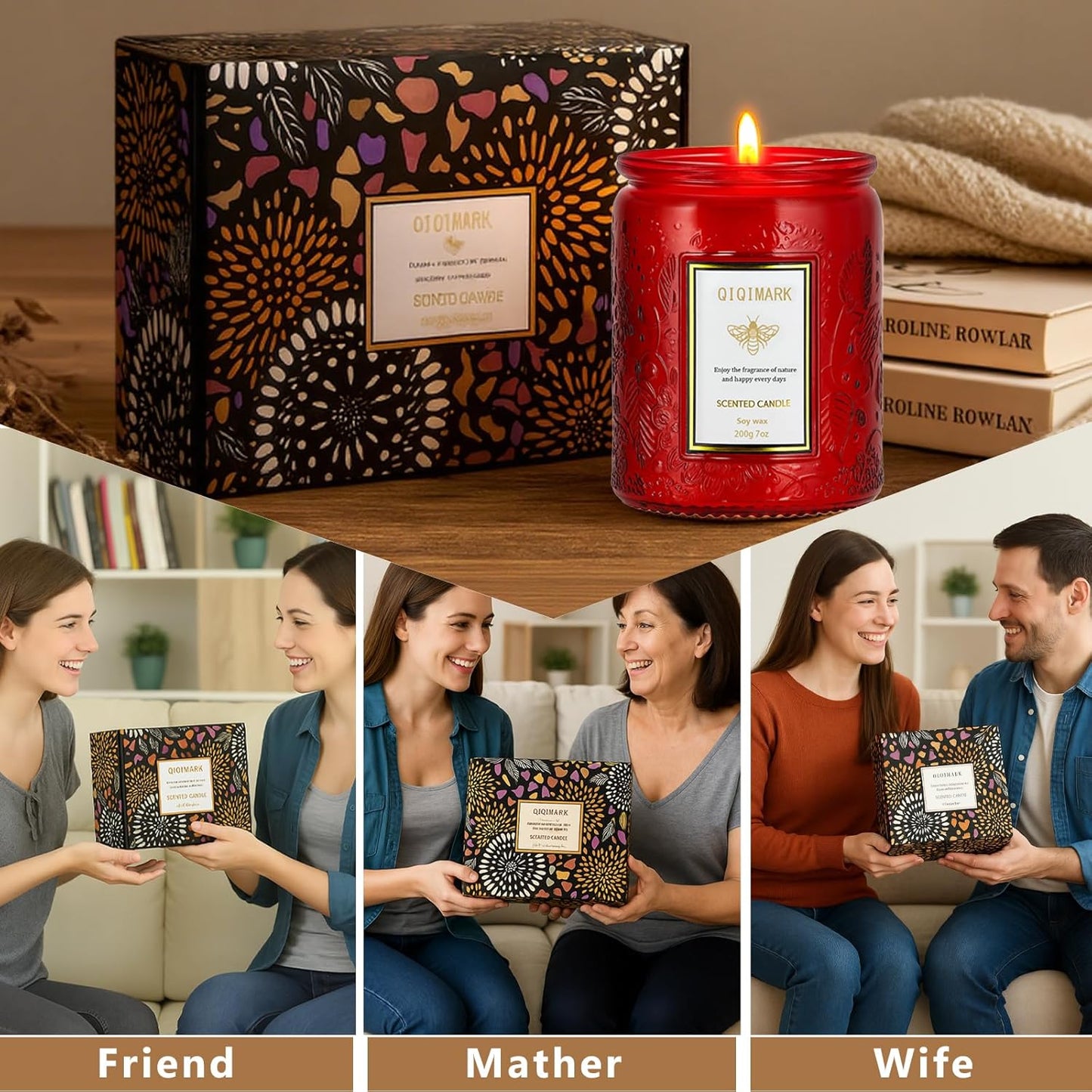 Mother’s Day Candles Gift Set for Mom, Natural Soy Wax Scented Jar Candles 6-Pack, Aromatherapy Candles for Home, 42oz 300 Hours Long Lasting, Gifts for Women