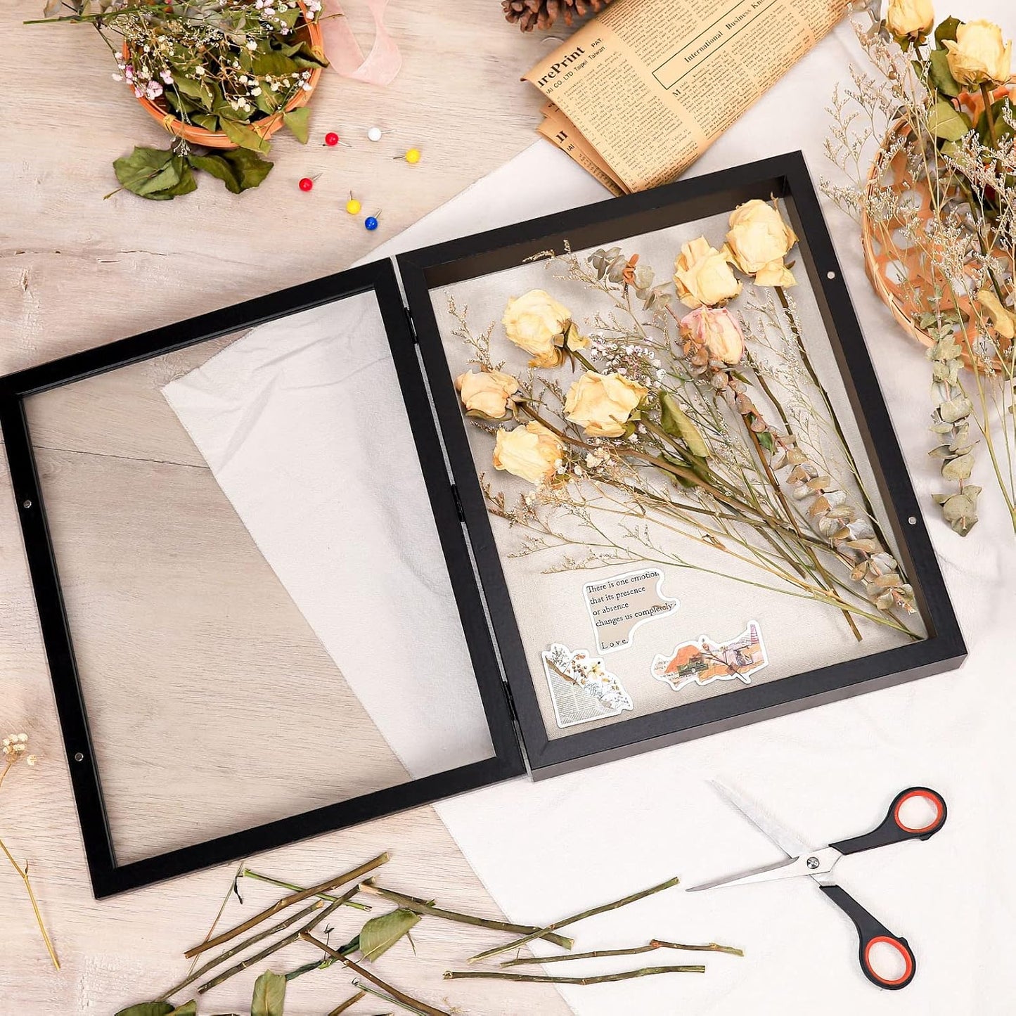 Califortree 8x10 Shadow Box Frame with Linen Back - Sturdy Rustic Memory Display Case of Flower, Pictures, Medals and More, White