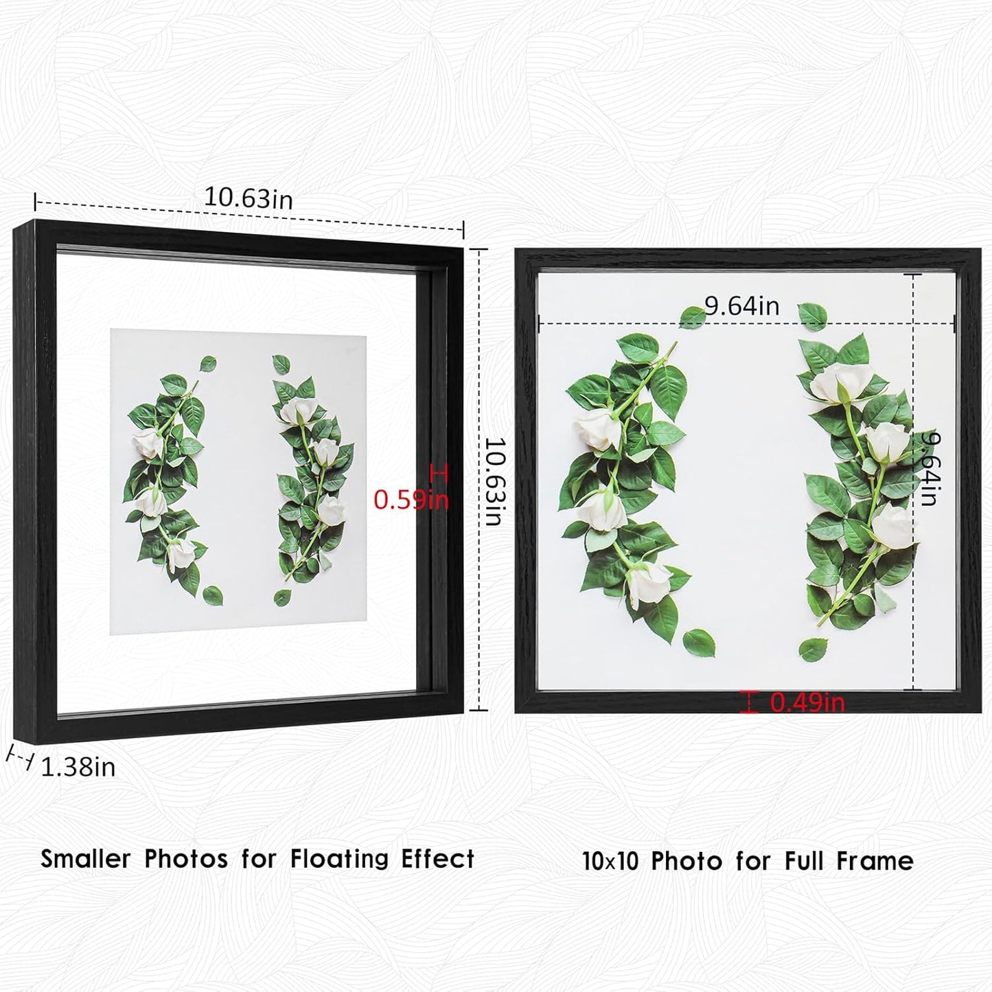 MUYE 11x14 Floating Frame Set of 2,Double Glass Rustic Frame,Display Any Size Photo up to 11x14,Wall Mount or Tabletop Standing,Natural