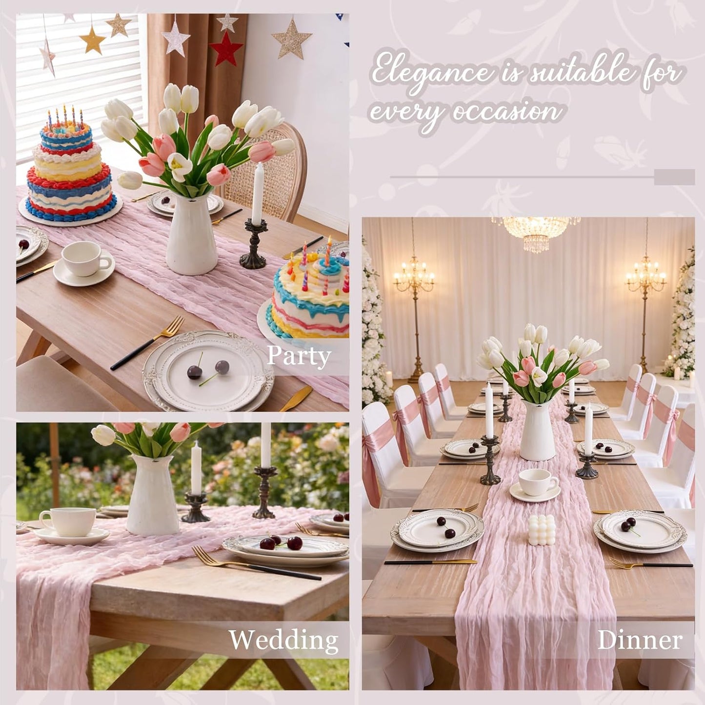 2pcs Cheesecloth Table Runner 120 Inches Pink Boho Gauze Cheese Cloth Runner 10FT Rustic Sheer Fall Table Runners for Thanksgiving Baby Shower Party Holiday Wedding Decoration