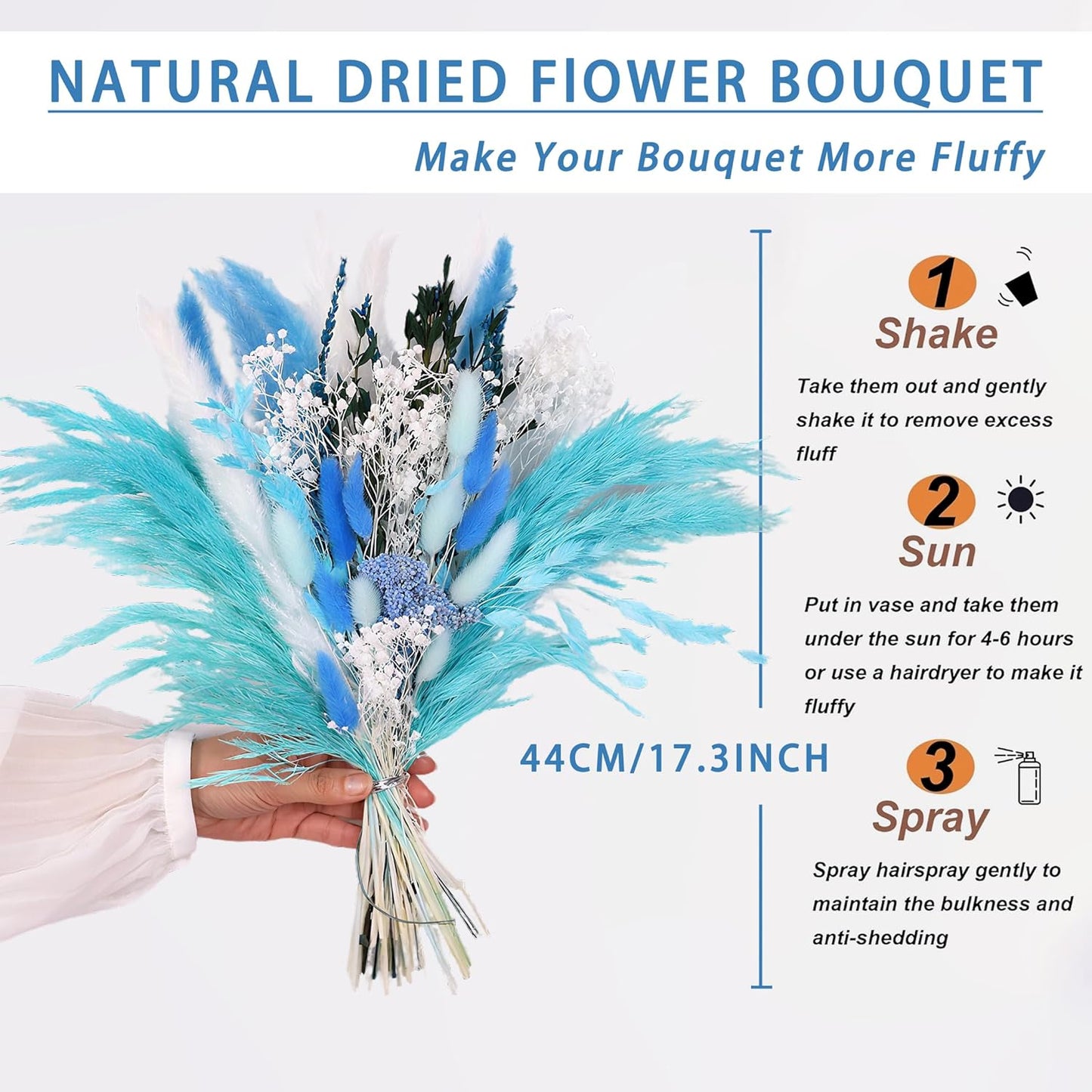 Natural Dried Flower Bouquet - 17" Boho Style Mixed Pampas Grass Ideal for Home Decor, Wedding Decor, Bridal Bouquets, Floral Arrangement, Event Centerpieces, Table Decor