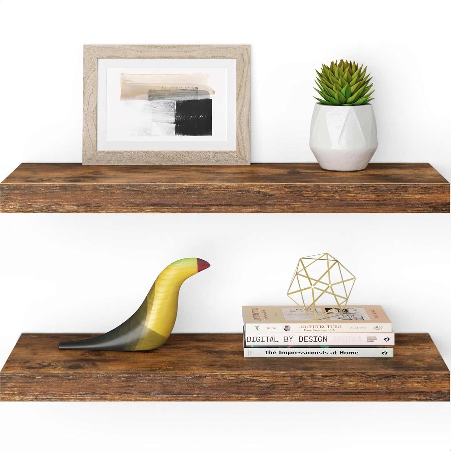 Ballucci Floating Shelves for Wall, 48" Wood Wall Shelf Set of 2, with Invisible Brackets for Bathroom, Living Room, Bedroom, Kitchen, Nursery, 8" Deep, Black