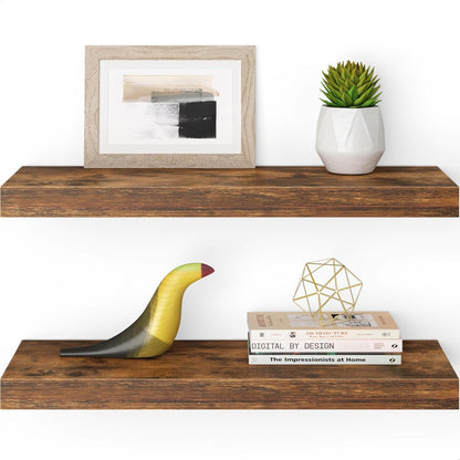 Ballucci Floating Shelves for Wall, 48" Wood Wall Shelf Set of 2, with Invisible Brackets for Bathroom, Living Room, Bedroom, Kitchen, Nursery, 8" Deep, Black