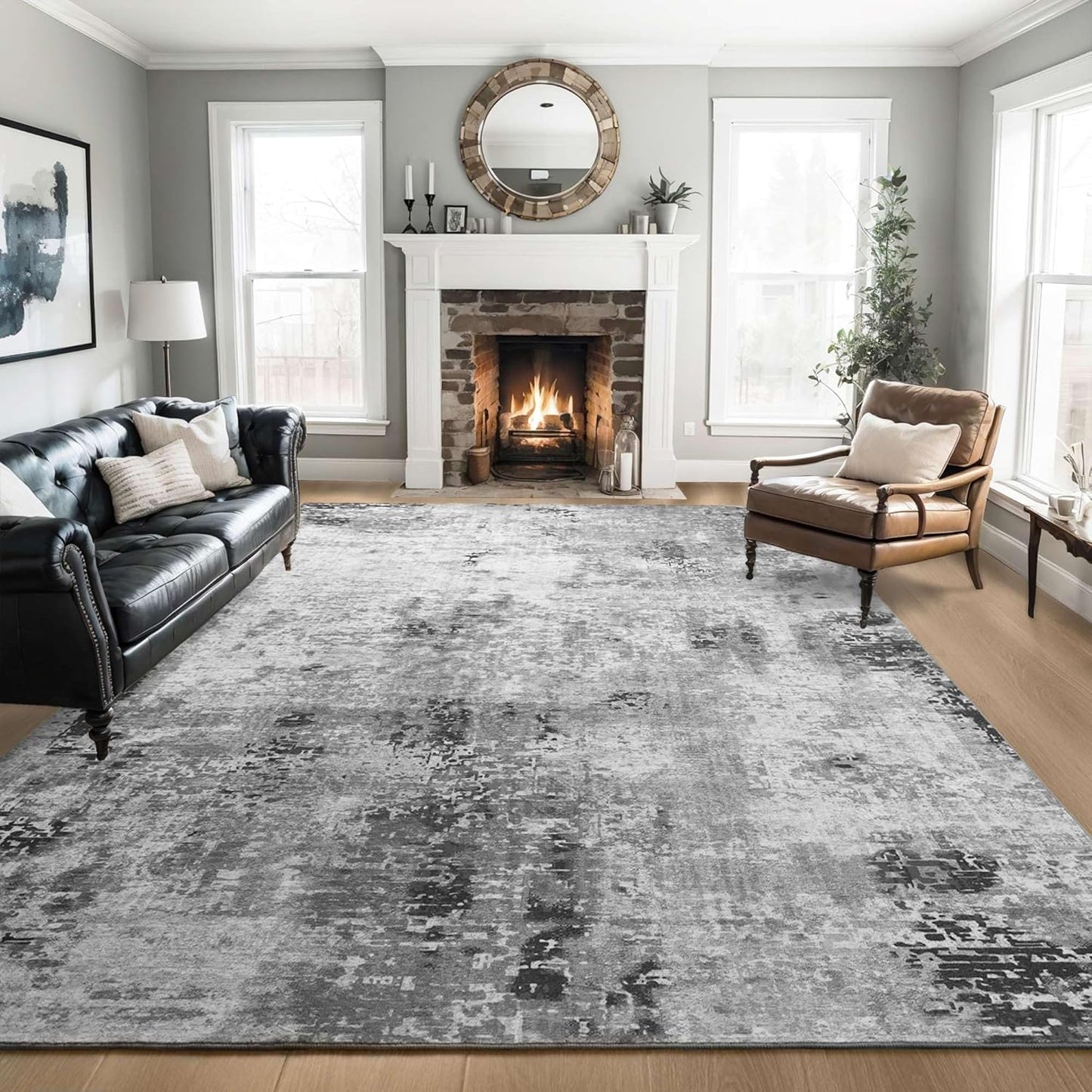 Ompaa 2x6 Rug Runners for Hallways Kitchen Runner Rug Non Slip Washable Grey Long Runner Rugs with Rubber Backing Soft Abstract Carpet Runner for Hallways, Kitchen, Bedroom, Bathroom, Entryway - Colors A