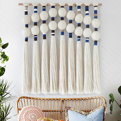 IOWER Macrame Wall Hanging 27" W x 31" L Boho Wall Decor Sphericity Cotton Textile Wall Hanging Art Fiber Yarn Art Handmade Detachable Assembly