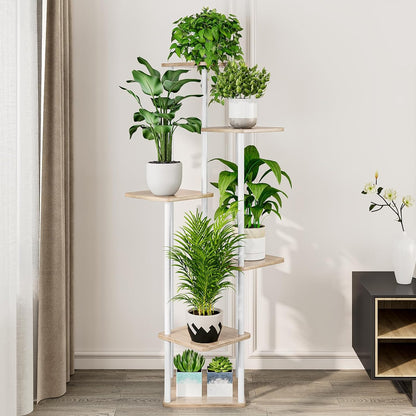 AZERPIAN Plant Stand 5 Tier Indoor Metal Flower Shelf for Multiple Plants Corner Tall Flower Holders for Patio Garden Living Room Balcony Bedroom, Black (5 Tier-Black)