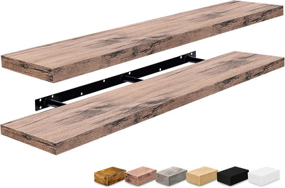Sorbus Floating Shelves for Wall - 48 Inch Long Bathroom Shelves, Wall Decor for Bedroom, Kitchen, Living Room & Book Storage - Mounted Floating Shelf with Invisible Brackets (Maple Wood, 2 Pack)