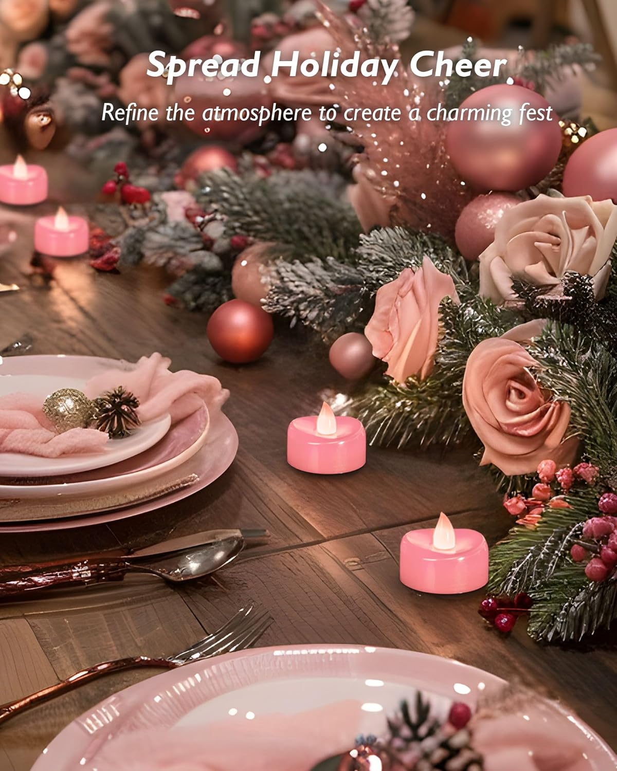 merrynights LED Candles, Tea Lights Candles Battery Operated Bulk, 50-Pack Long-Lasting 200 Hours Flameless Tealight Candles, Realistic Tea Lights for Christmas Halloween Wedding, 1.5'' D X 1.25'' H
