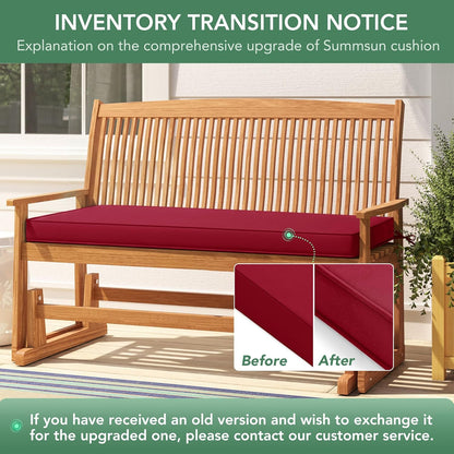 Summsun Outdoor Bench Cushion: Waterproof and Fade Resistant Patio Furniture Cushions - Non-Slip Bench Pad Cushion with Removable Cover for Garden Swing Porch Sofa Settee, 48 x 18 x 3 Inch, Black