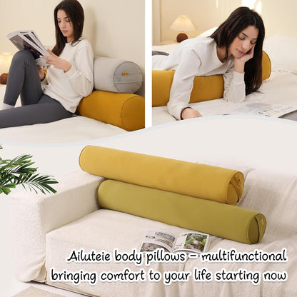 Body Pillow for Adults,Long Round Pillow,Big Cylindrical Pillow,Large Full Bolster Pillows for Side Sleepers (Steel Gray, 47.24"*7.87")
