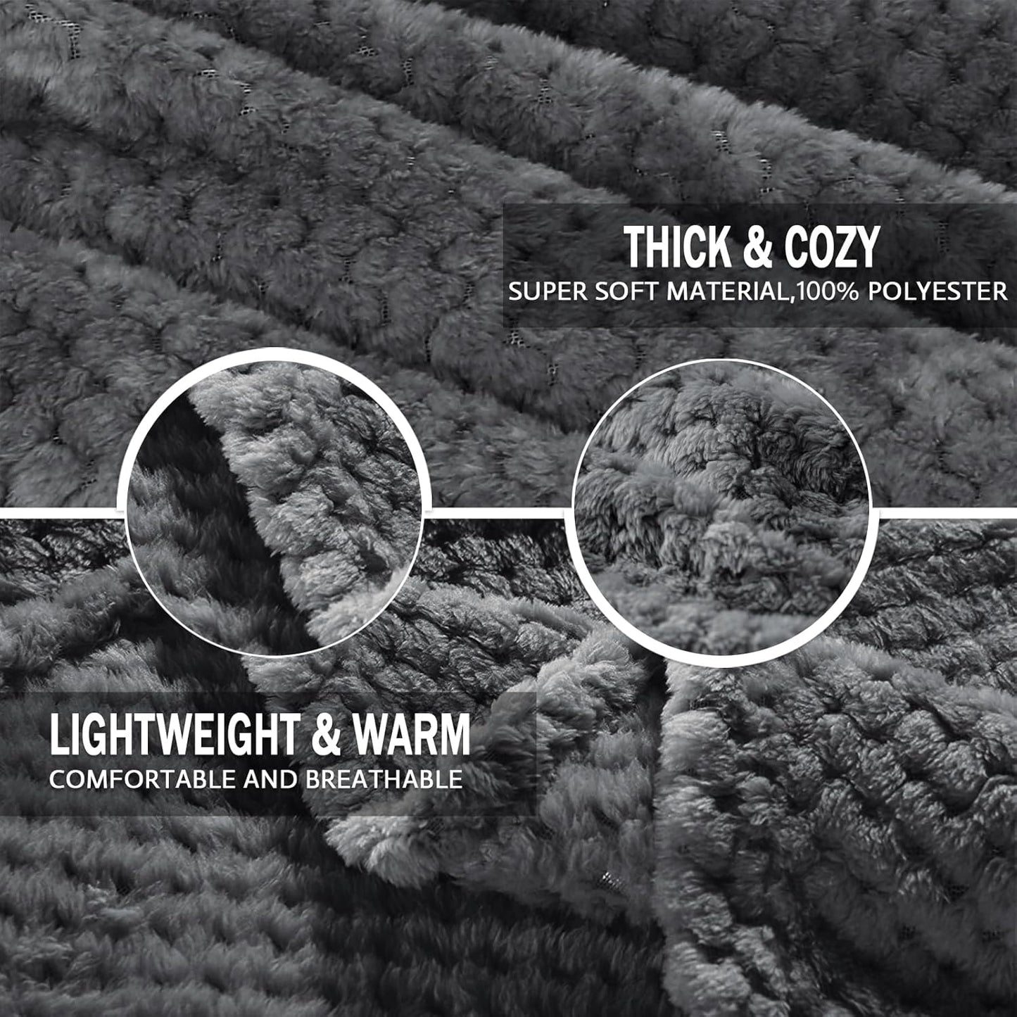 Exclusivo Mezcla Fleece Throw Blanket Extra Large, Super Soft and Warm Blankets for Couch, Sofa and Bed Waffle Textured, Cozy, Fuzzy and Lightweight (Slate Blue, 50x70 Inches)