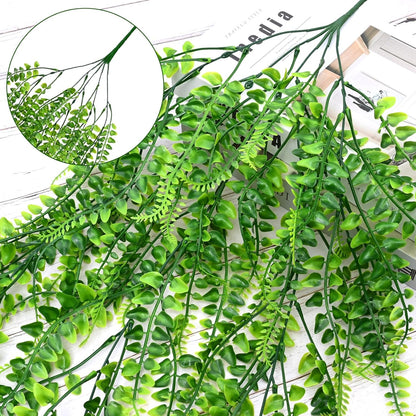 Waipfaru 4Pcs Fake Hanging Plants 2.7ft Fake Plants Eucalyptus Leaves UV Resistant Fake Vines Ivy Artificial Plants Outdoor Faux Plants Indoor Bedroom Living Room Boho Wall Porch Shelf Decor