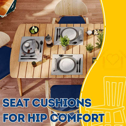 AAAAAcessories D-Shaped Chair Cushions, 2" Thick Dining Chair Pads with Ties and Removable, Machine-Washable Cover, 17" x 16", Set of 4, Oatmeal Beige - Colors B