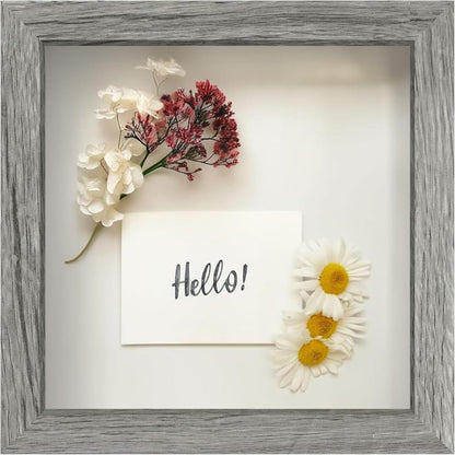 FrameWorks 11” x 14” Dark Oak Wooden Shadow Box Frame – Display Case with Soft Felt Back, Memory Box with Tempered Glass, Display Box with Elegant White Ball Push Pins, Wooden Flower Box
