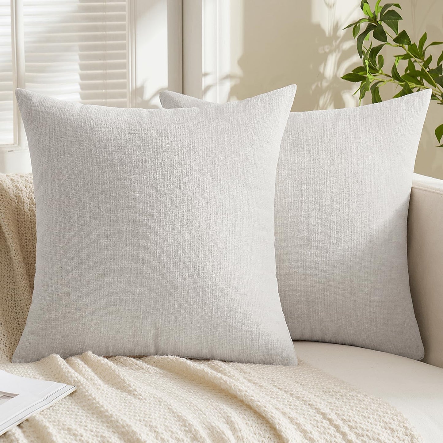 MIULEE Olive Green Couch Pillow Covers 18x18 Inch, Set of 2 Soft Chenille Decorative Square Throw Pillow Covers Farmhouse for Sofa Living Room Bed