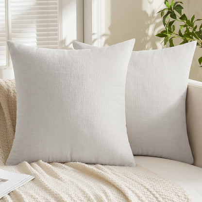 MIULEE Olive Green Couch Pillow Covers 18x18 Inch, Set of 2 Soft Chenille Decorative Square Throw Pillow Covers Farmhouse for Sofa Living Room Bed
