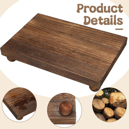 Amyhill Wood Pedestal Stand Kitchen Soap Tray Farmhouse Wooden Riser Stand for Kitchen Bathroom Counter Table Decor Plant Candle Vases Display(Classic,Black,12 x 7 Inch)