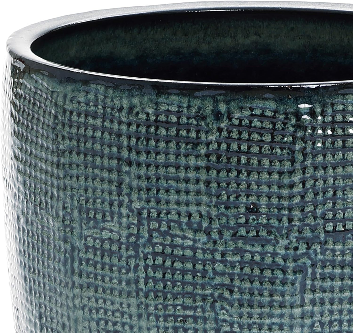 LuxenHome 15.75" Dia Large Ceramic Pots for Plants, Blue Glazed Planters for Outdoor Plants, Round Indoor Flower Pots with Drainage Hole and Rubber Plug for Home Garden Patio