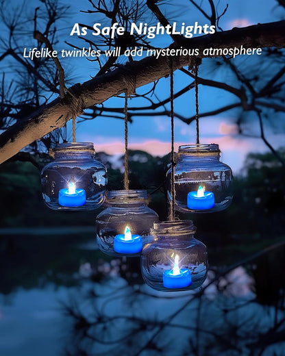 merrynights LED Candles, Tea Lights Candles Battery Operated Bulk, 50-Pack Long-Lasting 200 Hours Flameless Tealight Candles, Realistic Tea Lights for Christmas Halloween Wedding, 1.5'' D X 1.25'' H