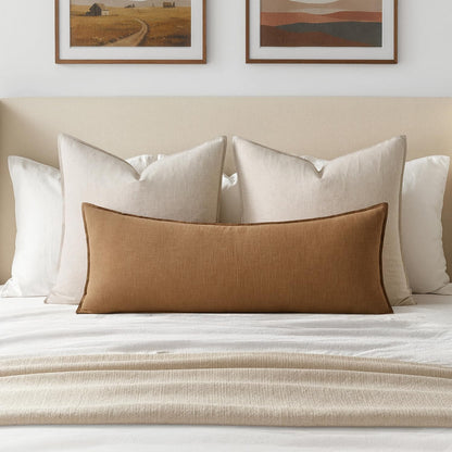 MIULEE Decorative Long Lumbar Throw Pillow Cover for Bed 14x36 Natural Beige Boho Farmhouse Neutral Couch Pillowcase Pack of 1 Accent Modern Sofa Cushion Livingroom Home Decor (Covers Only)